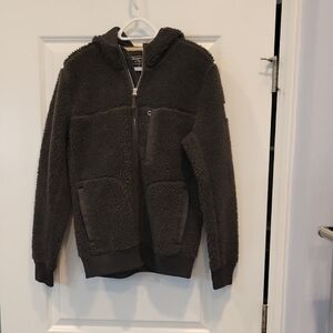 Abercrombie & Fitch Black Teddy Bear Sherpa Hoodie Full Zip Jacket In Small